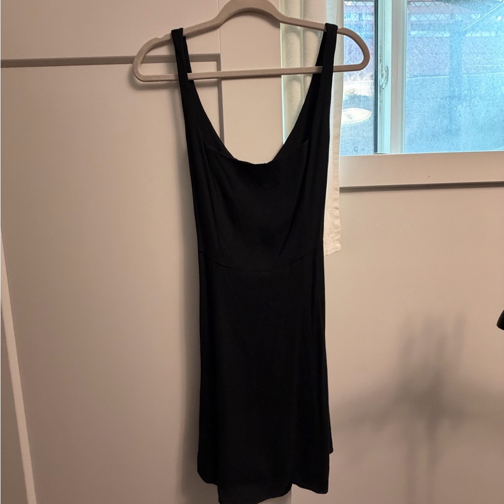 Aritzia Sleek Black Backless Slip Dress